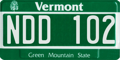 VT license plate NDD102