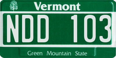 VT license plate NDD103