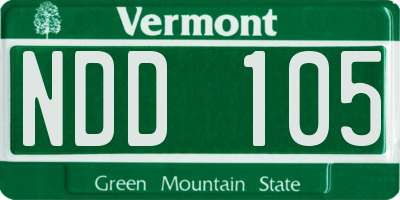VT license plate NDD105