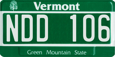 VT license plate NDD106