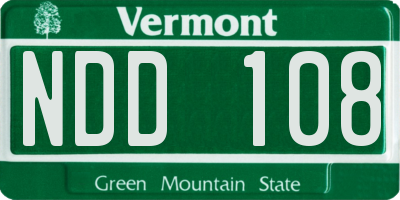 VT license plate NDD108