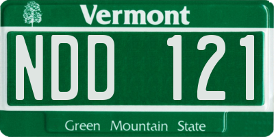 VT license plate NDD121
