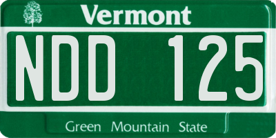 VT license plate NDD125