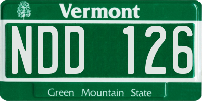VT license plate NDD126