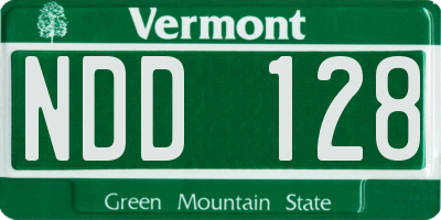 VT license plate NDD128