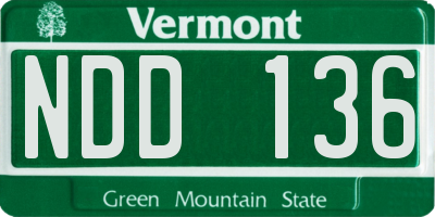 VT license plate NDD136