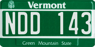 VT license plate NDD143