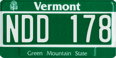 VT license plate NDD178