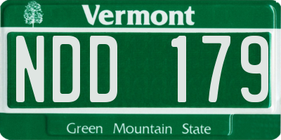 VT license plate NDD179