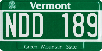 VT license plate NDD189