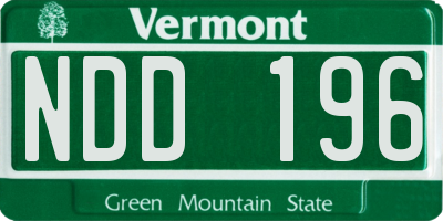 VT license plate NDD196