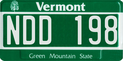 VT license plate NDD198
