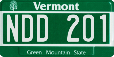 VT license plate NDD201