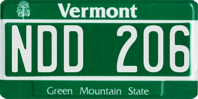 VT license plate NDD206