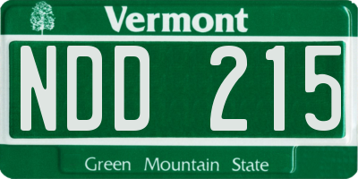 VT license plate NDD215