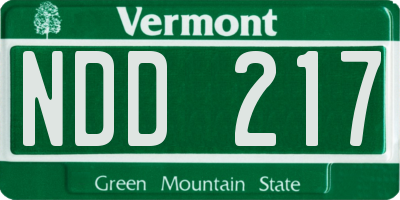 VT license plate NDD217