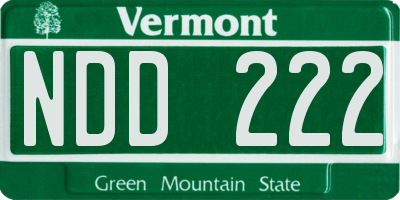 VT license plate NDD222
