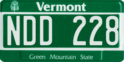 VT license plate NDD228