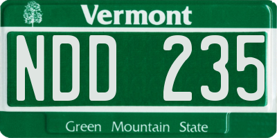 VT license plate NDD235