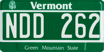 VT license plate NDD262