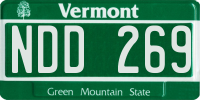 VT license plate NDD269