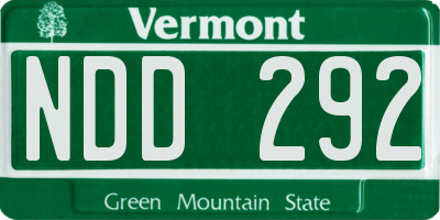 VT license plate NDD292