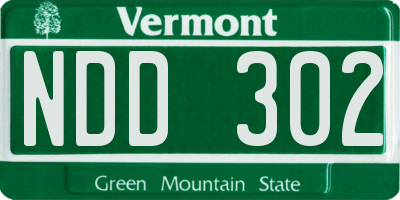 VT license plate NDD302