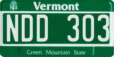 VT license plate NDD303