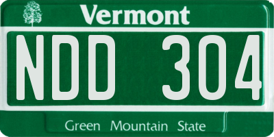 VT license plate NDD304