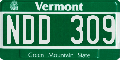 VT license plate NDD309