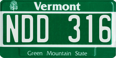 VT license plate NDD316