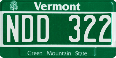 VT license plate NDD322