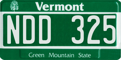 VT license plate NDD325
