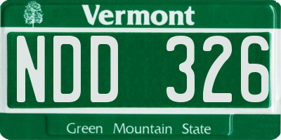 VT license plate NDD326