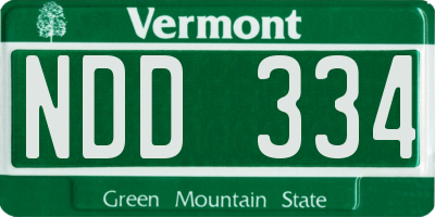 VT license plate NDD334