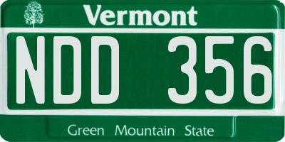 VT license plate NDD356