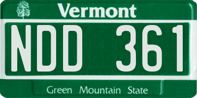 VT license plate NDD361