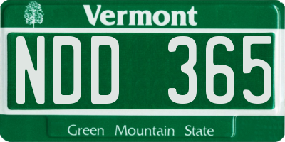 VT license plate NDD365