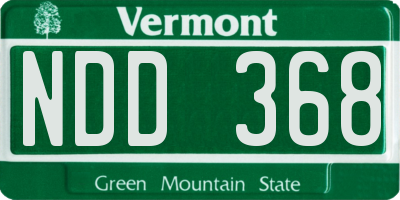VT license plate NDD368