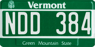 VT license plate NDD384