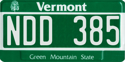 VT license plate NDD385