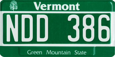 VT license plate NDD386