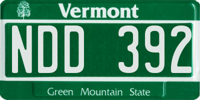 VT license plate NDD392