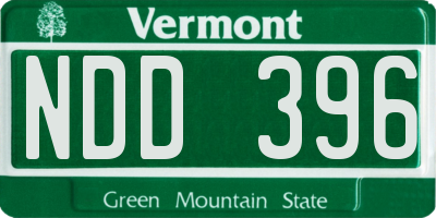 VT license plate NDD396