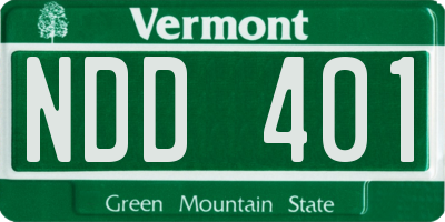 VT license plate NDD401