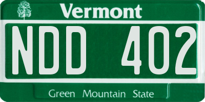 VT license plate NDD402