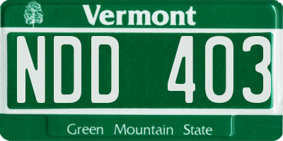 VT license plate NDD403