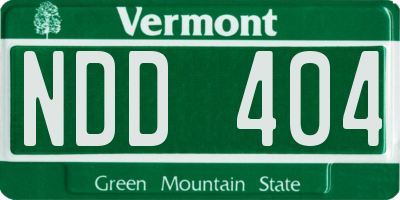 VT license plate NDD404