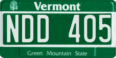 VT license plate NDD405