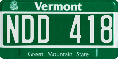 VT license plate NDD418